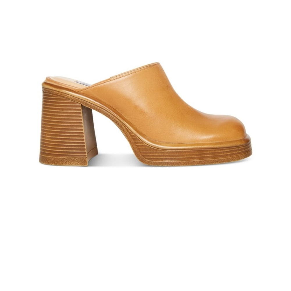 Steve Madden Flirtie Tan Block Heel Mules